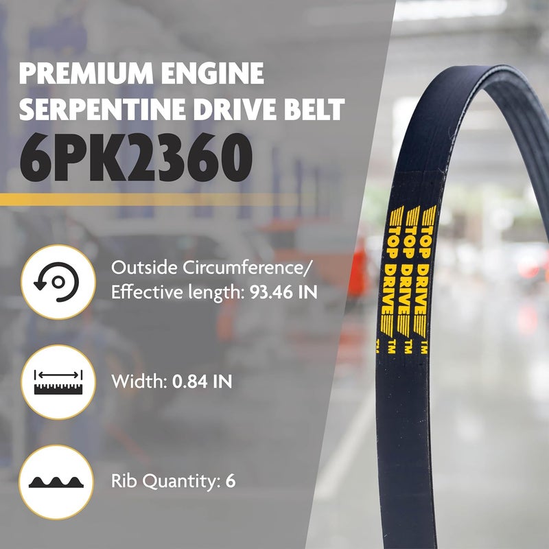 TOP DRIVE , 6PK2360, Premium Engine EPDM Serpentine Drive Belt, Equivalent References - K060930, 5060930 - Image 2
